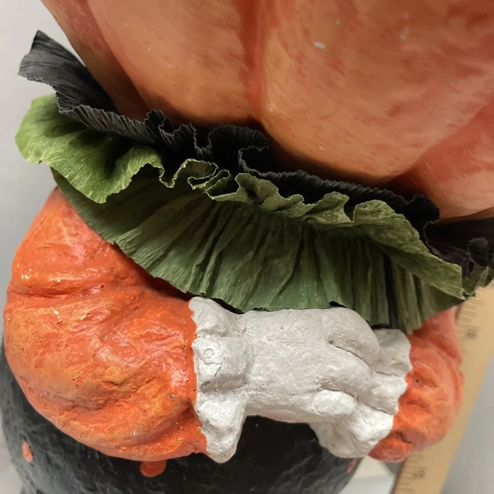 Primitive Halloween PUMPKIN Head CANDY CORN Dish Figurine 17